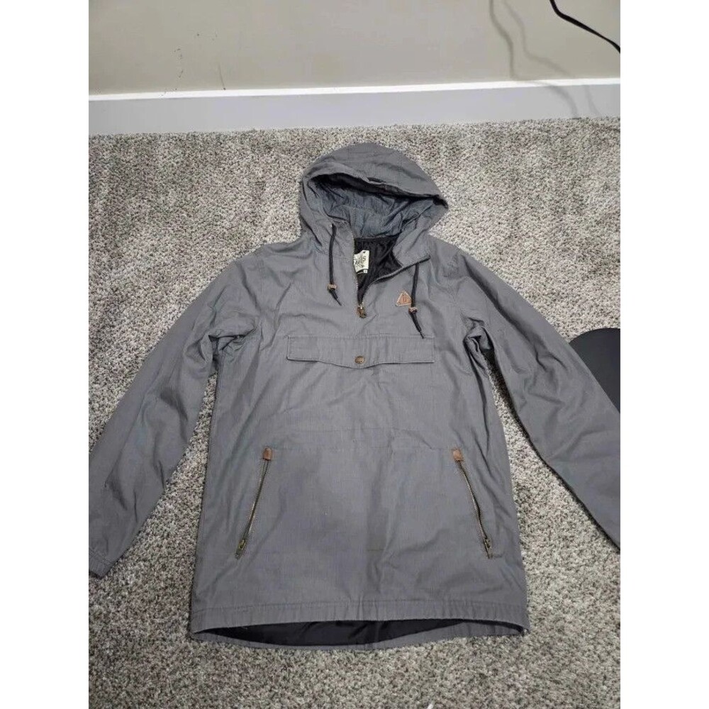 Dravus Mens Anorak Pullover Hooded Jacket Size S Gray Windbreaker